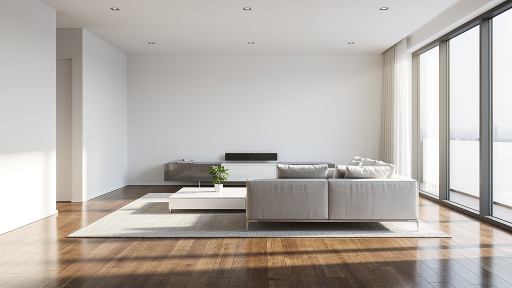 Professional house cleaner cleaning a bright modern kitchen