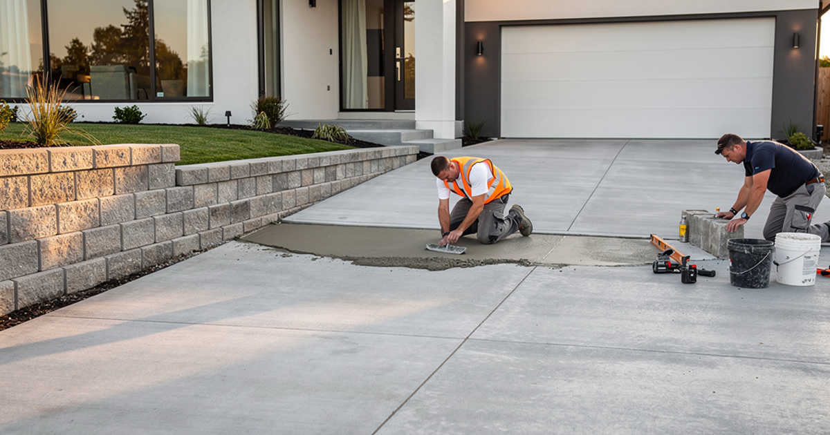 Concrete Contractor Laying Driveway