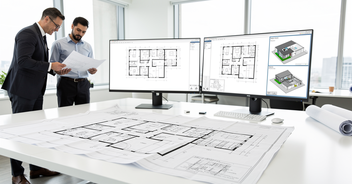 Drafting Professional with Blueprints