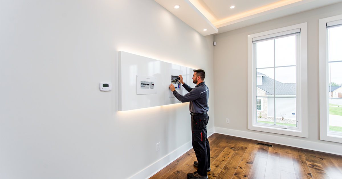 Electrician Working on Electrical Panel