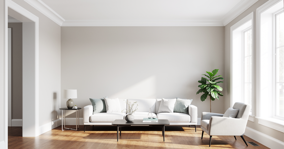 Professional Painter Using Roller on Living Room Wall